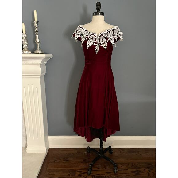 Vintage Formal Dress Prom Velvet Victorian WhimsyGoth Christmas Grunge Winter - Picture 2 of 12